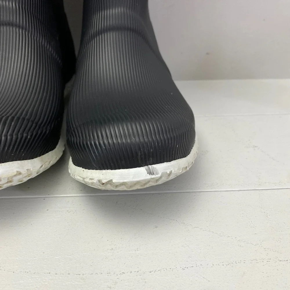 Hunter Original Tall Ribbed Rain Boots Women Size 9 Black White Red Buckle